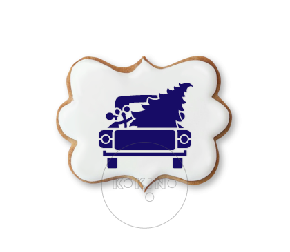 Furgonetka choinka i prezenty / Auto / Szablon na ciastko