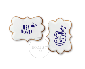 Hey honey / Baryłka miodu /  Napis / Kolorowanka / Szablon na ciastko